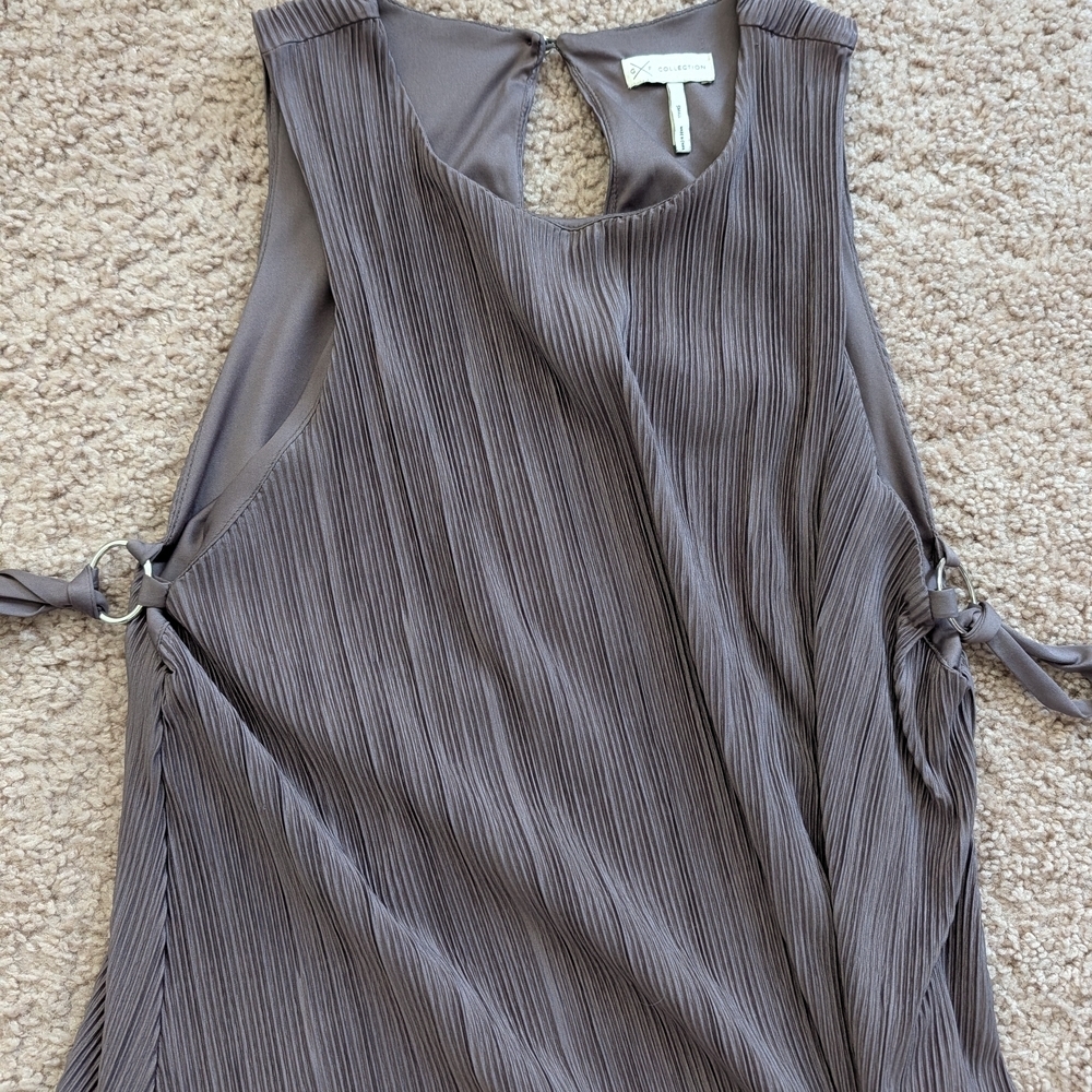 GF Collection Purple Micro-Pleated Sleeveless Mini Dress Size Small - Picture 8 of 9